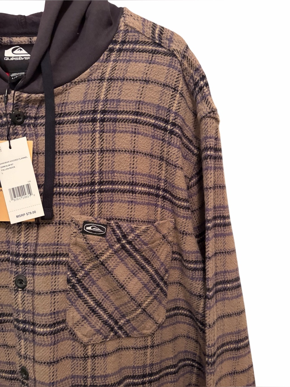 Quiksilver Sandbar Button Down Flannel. Size Large. New with tags - Picture 4 of 8